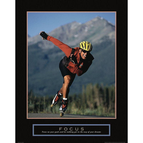 Focus - Inline Skater Gold Ornate Wood Framed Art Print with Double Matting by Frontline