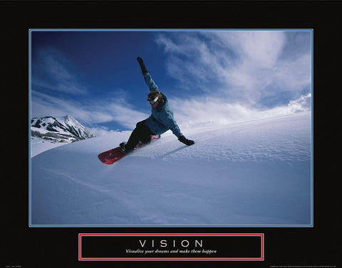 Vision - Snowboarder Black Ornate Wood Framed Art Print with Double Matting by Frontline