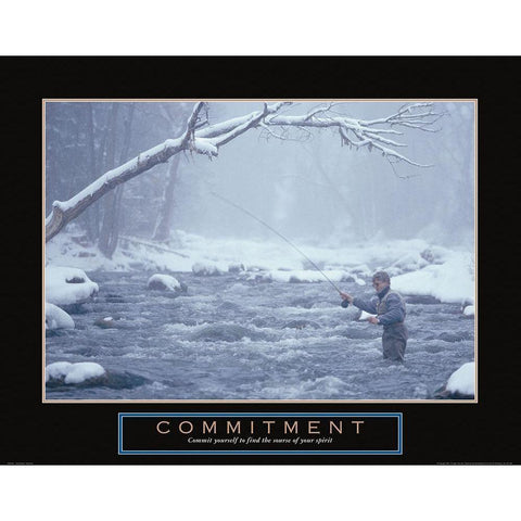 Commitment - Fisherman Black Modern Wood Framed Art Print with Double Matting by Frontline