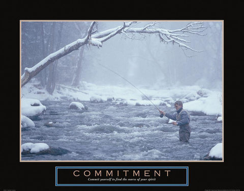 Commitment - Fisherman White Modern Wood Framed Art Print with Double Matting by Frontline