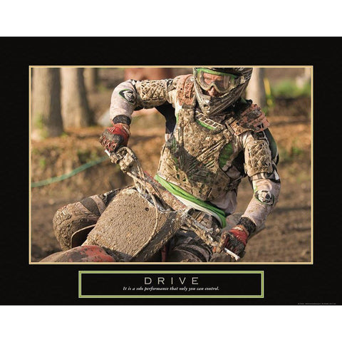 Drive - Motocross Gold Ornate Wood Framed Art Print with Double Matting by Frontline