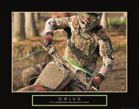 Drive - Motocross Black Ornate Wood Framed Art Print with Double Matting by Frontline