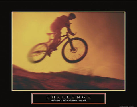 Challenge - Dirt Biker Black Ornate Wood Framed Art Print with Double Matting by Frontline