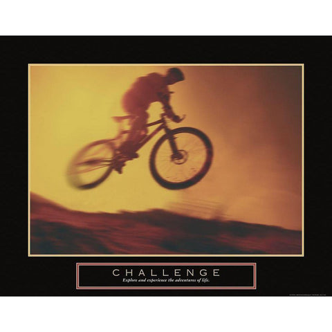 Challenge - Dirt Biker Gold Ornate Wood Framed Art Print with Double Matting by Frontline