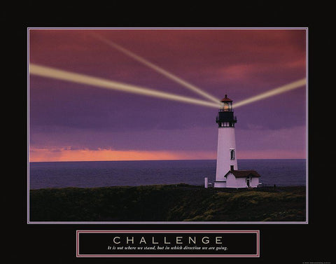 Challenge - Lighthouse Black Ornate Wood Framed Art Print with Double Matting by Frontline