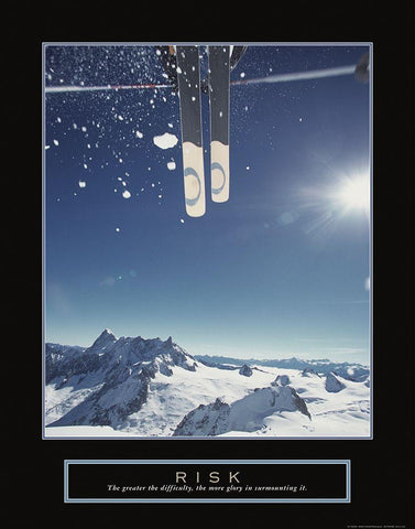 Risk - Ski Jump Black Ornate Wood Framed Art Print with Double Matting by Frontline