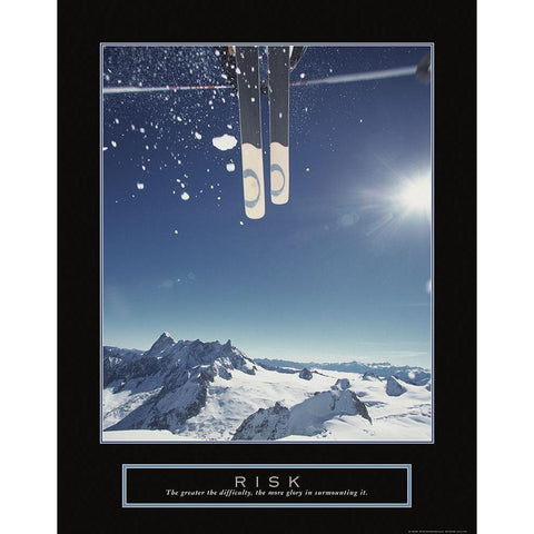 Risk - Ski Jump Gold Ornate Wood Framed Art Print with Double Matting by Frontline