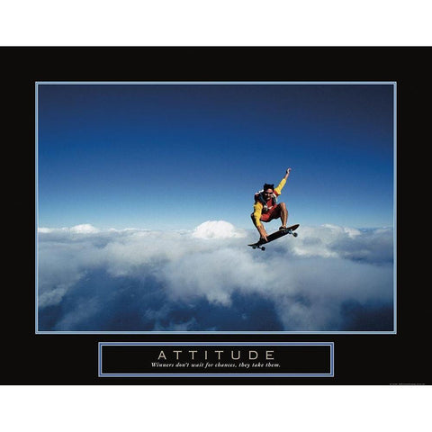 Attitude - Skateboarder Black Modern Wood Framed Art Print with Double Matting by Frontline