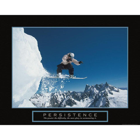 Persistence - Snowboarder White Modern Wood Framed Art Print by Frontline