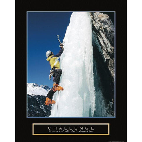 Challenge - Ice Climber Gold Ornate Wood Framed Art Print with Double Matting by Frontline