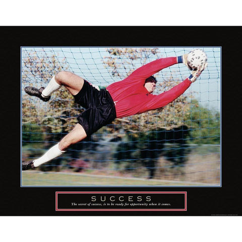 Success - Soccer Save Gold Ornate Wood Framed Art Print with Double Matting by Frontline