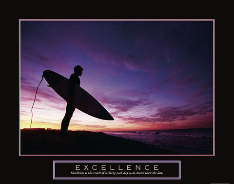 Excellence - Surfer Black Ornate Wood Framed Art Print with Double Matting by Frontline