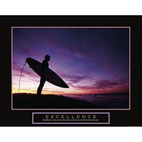 Excellence - Surfer Gold Ornate Wood Framed Art Print with Double Matting by Frontline