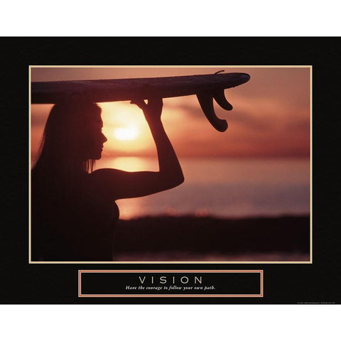 Vision - Female Surfer White Modern Wood Framed Art Print by Frontline