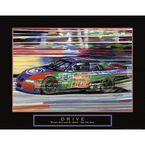 Drive - Race Car Gold Ornate Wood Framed Art Print with Double Matting by Frontline