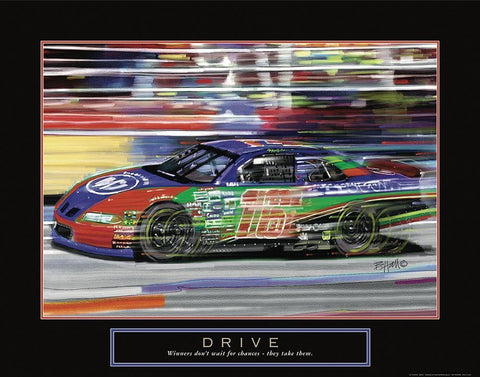 Drive - Race Car Black Ornate Wood Framed Art Print with Double Matting by Frontline