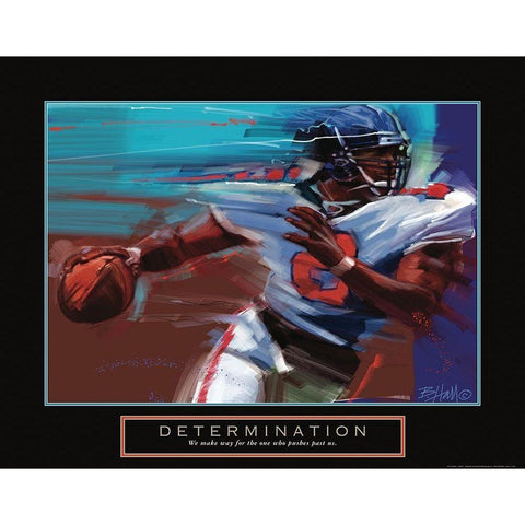 Determination - Football White Modern Wood Framed Art Print by Frontline