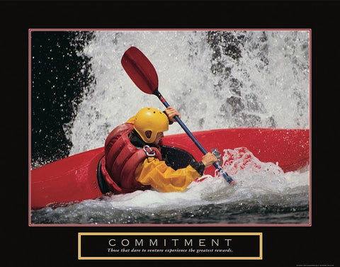 Commitment - Kayaker Black Ornate Wood Framed Art Print with Double Matting by Frontline