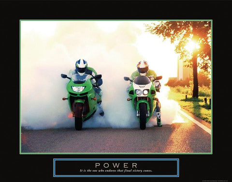 Power - Motorcycles White Modern Wood Framed Art Print with Double Matting by Frontline