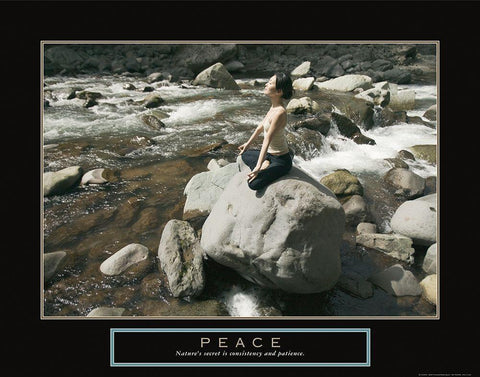 Peace - Yoga Black Ornate Wood Framed Art Print with Double Matting by Frontline