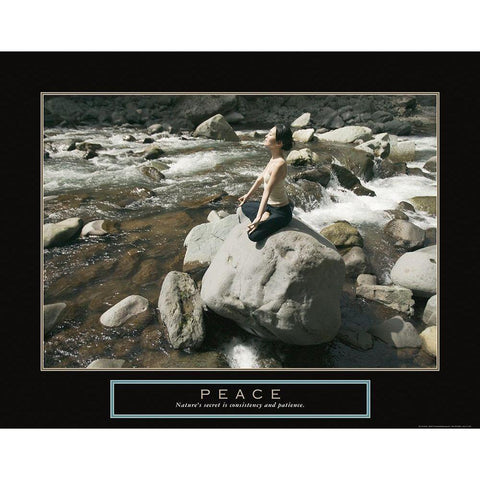 Peace - Yoga White Modern Wood Framed Art Print by Frontline