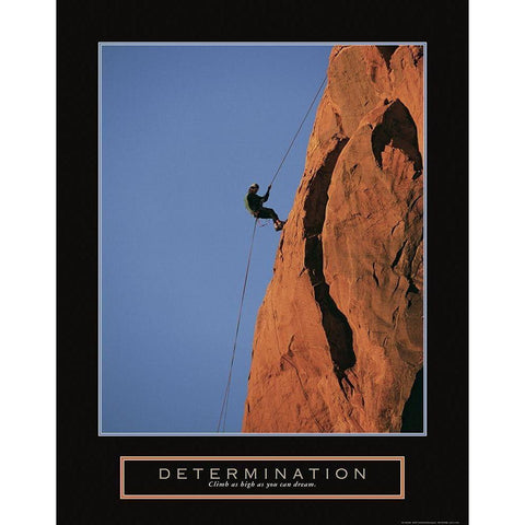 Determination - Climber Gold Ornate Wood Framed Art Print with Double Matting by Frontline