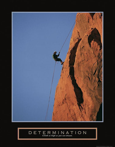 Determination - Climber Black Ornate Wood Framed Art Print with Double Matting by Frontline