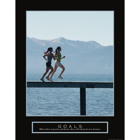 Goals - Girl Joggers Gold Ornate Wood Framed Art Print with Double Matting by Frontline