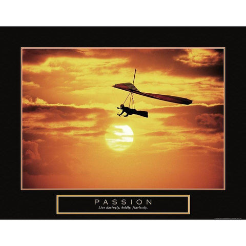 Passion - Hang Glider Black Modern Wood Framed Art Print with Double Matting by Frontline