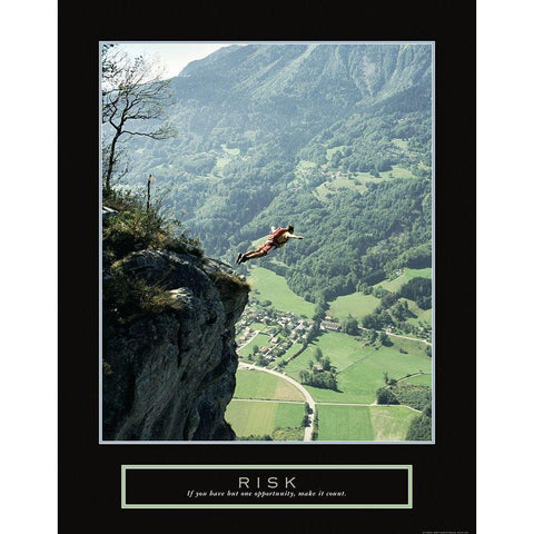 Risk - Parachuter Black Modern Wood Framed Art Print with Double Matting by Frontline