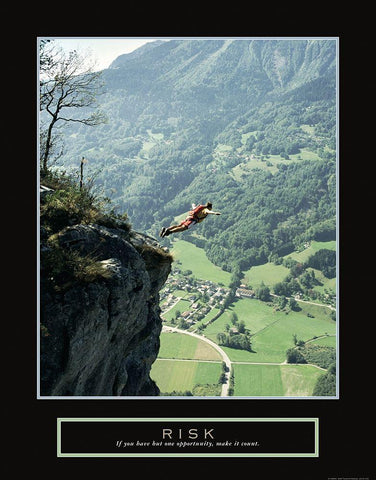 Risk - Parachuter White Modern Wood Framed Art Print with Double Matting by Frontline