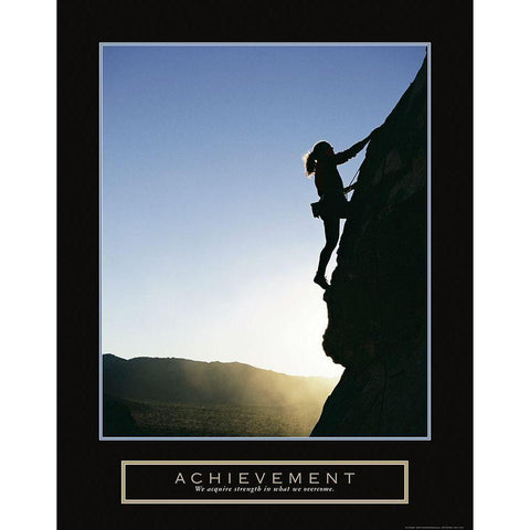 Achievement - Female Climber Black Modern Wood Framed Art Print with Double Matting by Frontline