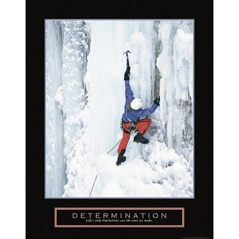 Determination - Ice Climber Gold Ornate Wood Framed Art Print with Double Matting by Frontline