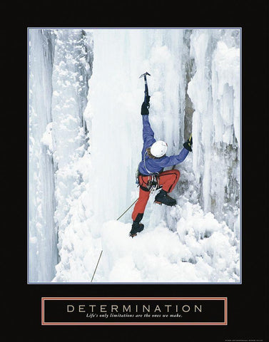 Determination - Ice Climber Black Ornate Wood Framed Art Print with Double Matting by Frontline