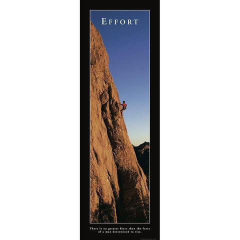 Effort - Rock Climber Black Modern Wood Framed Art Print with Double Matting by Frontline