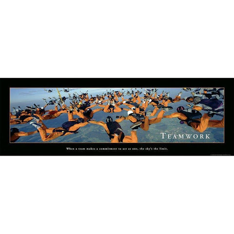 Teamwork - Skydivers Black Modern Wood Framed Art Print with Double Matting by Frontline