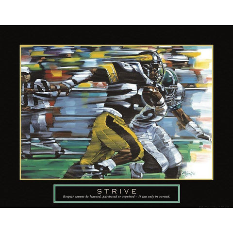 Strive - Football Gold Ornate Wood Framed Art Print with Double Matting by Frontline