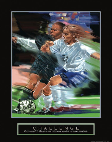 Challenge - Soccer Black Ornate Wood Framed Art Print with Double Matting by Frontline