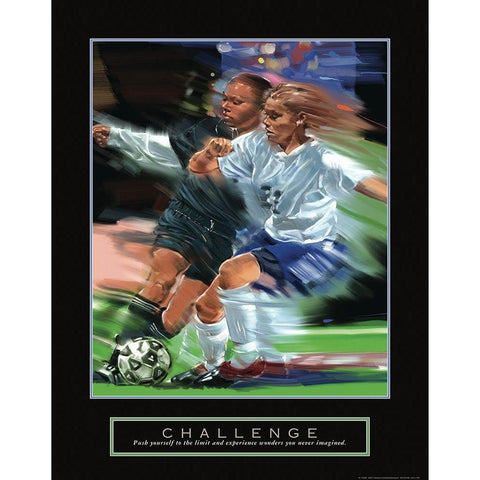 Challenge - Soccer White Modern Wood Framed Art Print by Frontline