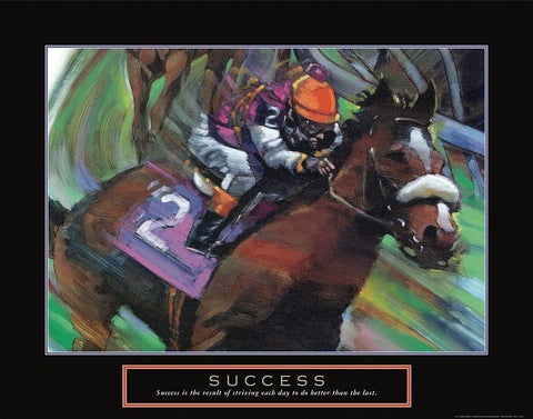 Success - Jockey Black Ornate Wood Framed Art Print with Double Matting by Frontline