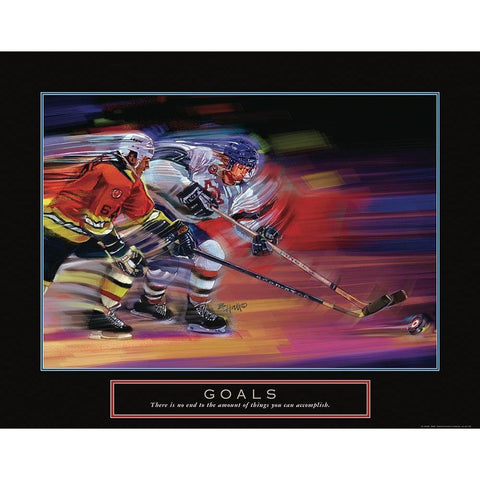 Goals - Hockey Black Modern Wood Framed Art Print with Double Matting by Frontline