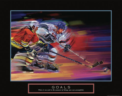 Goals - Hockey Black Ornate Wood Framed Art Print with Double Matting by Frontline