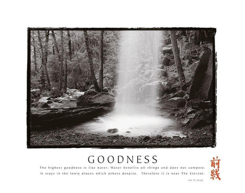 Goodness - Waterfall Black Ornate Wood Framed Art Print with Double Matting by Frontline