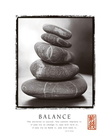 Balance - Rocks Black Ornate Wood Framed Art Print with Double Matting by Frontline