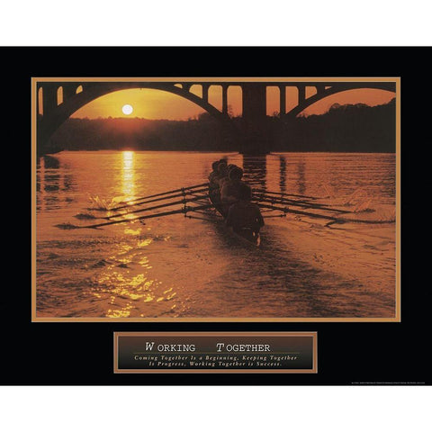 Working Together - Sculling Gold Ornate Wood Framed Art Print with Double Matting by Frontline