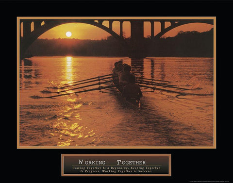 Working Together - Sculling Black Ornate Wood Framed Art Print with Double Matting by Frontline