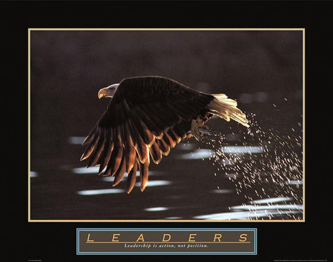 Leaders - Eagle Black Ornate Wood Framed Art Print with Double Matting by Frontline