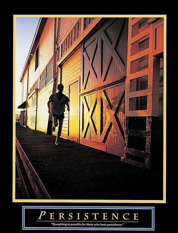 Runner - Persistence White Modern Wood Framed Art Print with Double Matting by Unknown