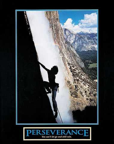 Perseverance Climber White Modern Wood Framed Art Print with Double Matting by Unknown