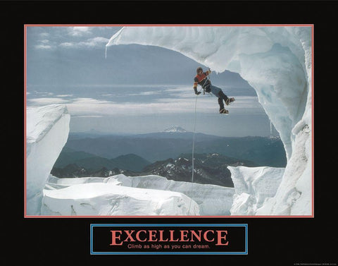 Excellence - Ice Climber Black Ornate Wood Framed Art Print with Double Matting by Frontline